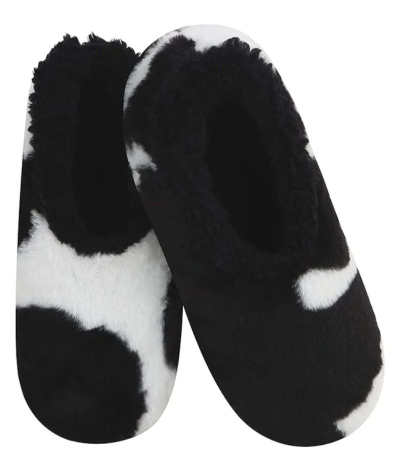 Holy Cow Black Snoozie Slippers