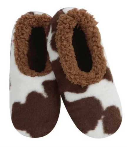 Holy Cow Brown Snoozie Slippers