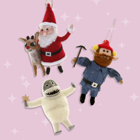 Felted Ornament - Santa & Rudolph