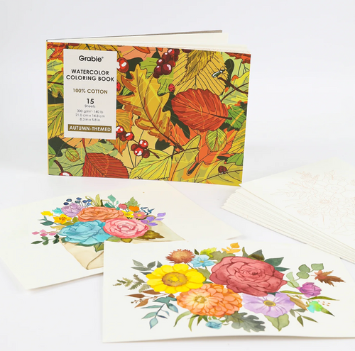 Autumn Themed Watercolor Coloring Book