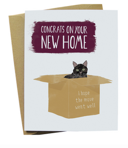 Moving Box Cat Congrats Card