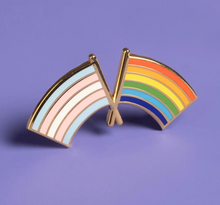 Load image into Gallery viewer, Trans and Progress Pride Flag Enamel Pin
