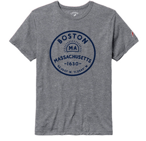 Navy Boston Vintage Design Grey T-Shirt