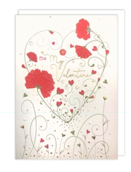 Red Flowers Heart Card